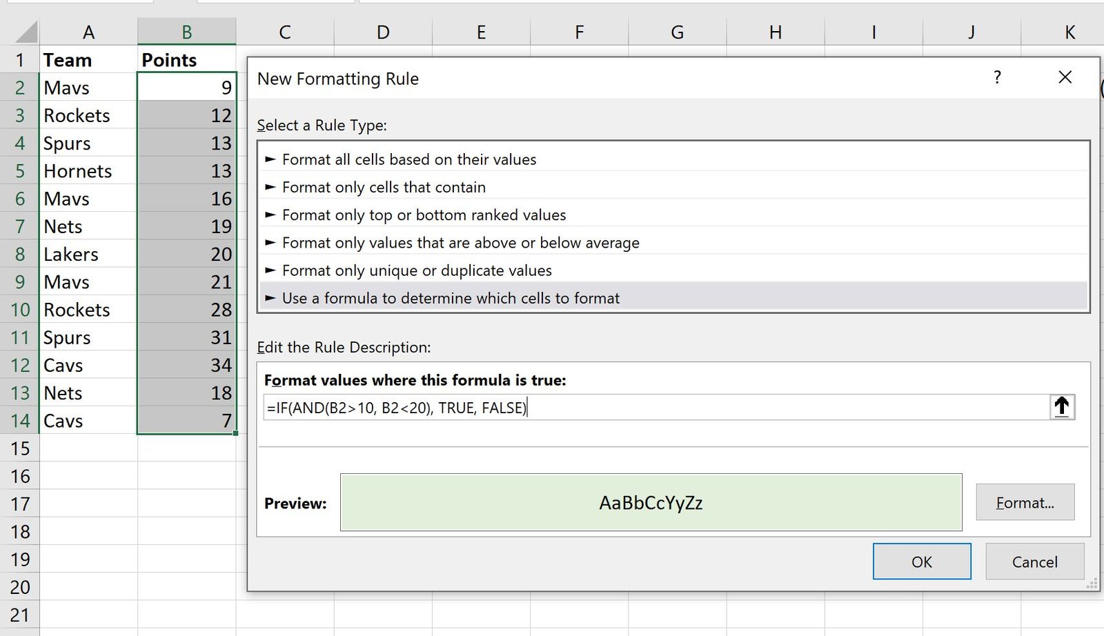 Excel conditional formatting multiple conditions