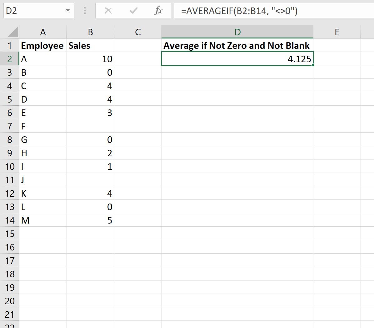 Excel calculate average ignore zero and blanks