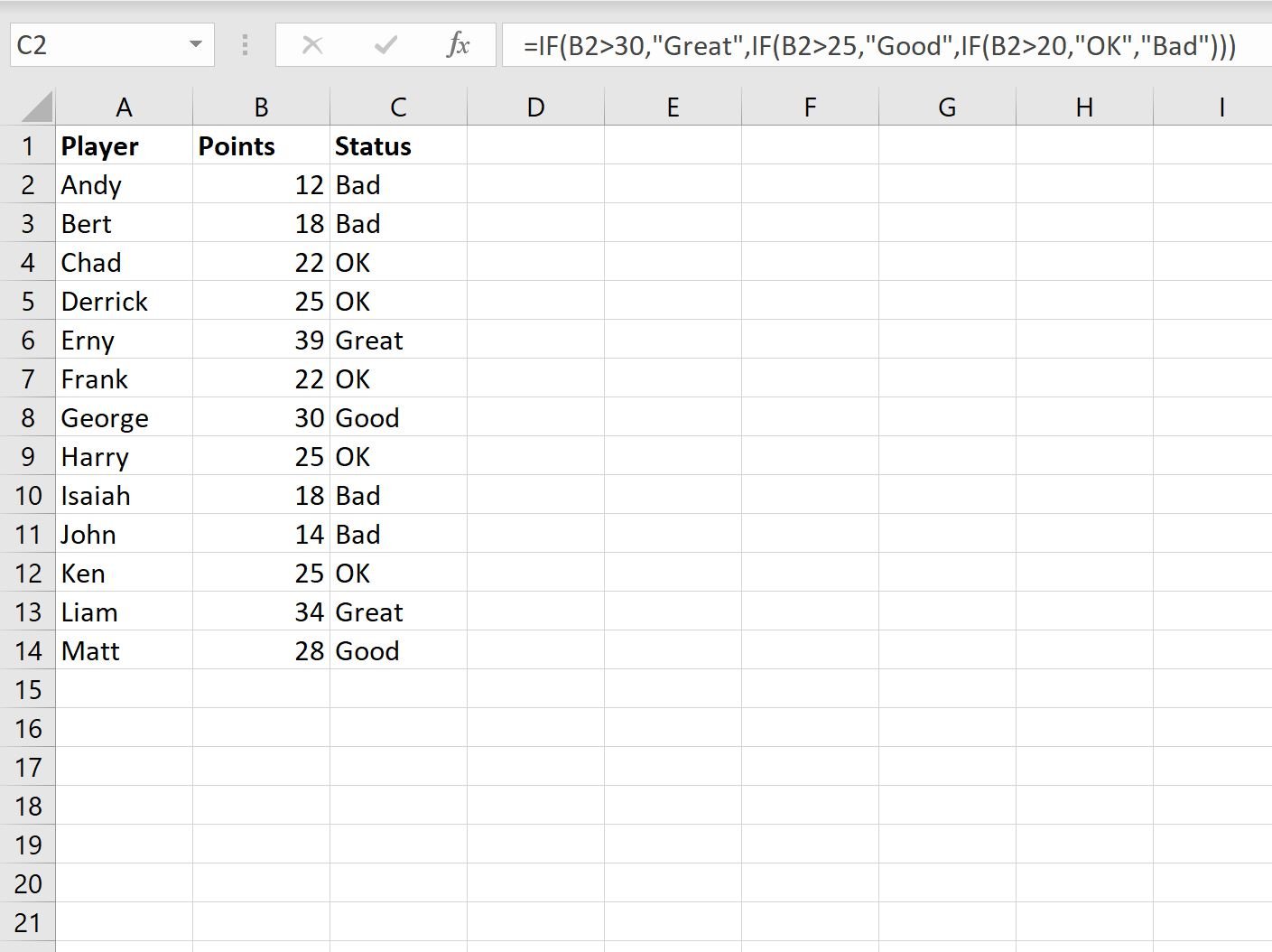 Excel IF statement with four outcomes