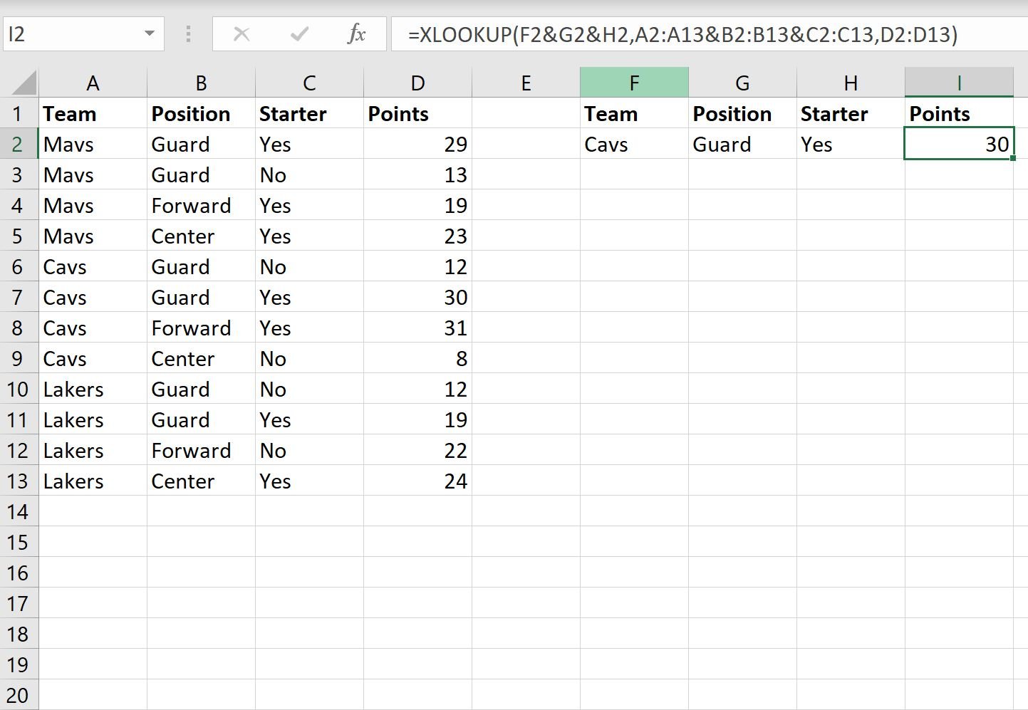 Excel XLOOKUP with multiple criteria