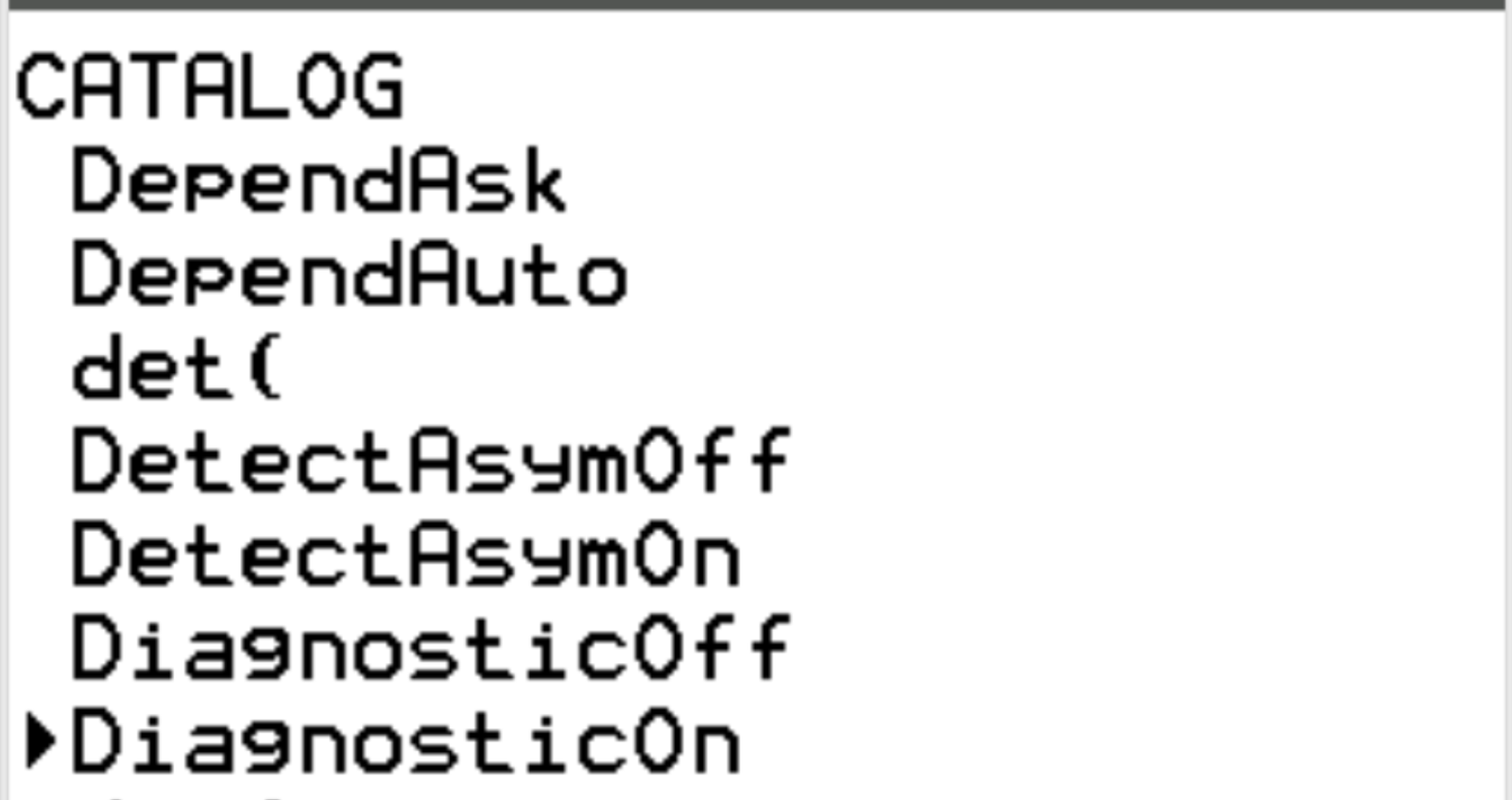 DiagnosticOn on TI-84 calculator