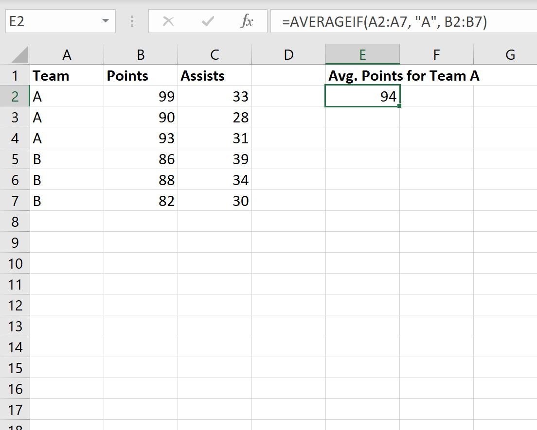 conditional mean in Excel