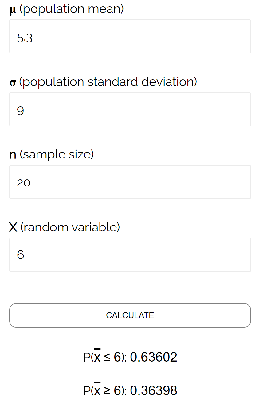 Sampling distribution calculation