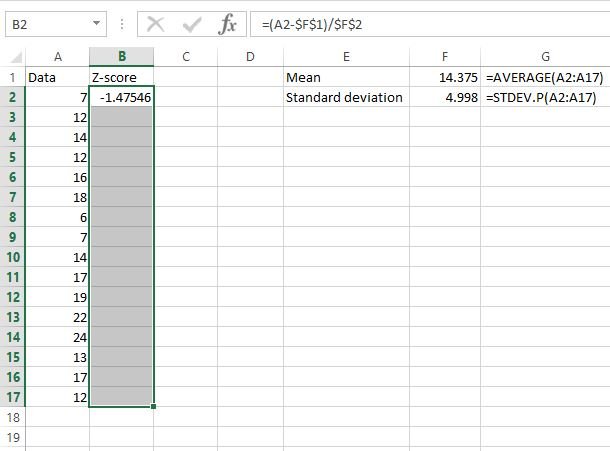 Z scores in Excel