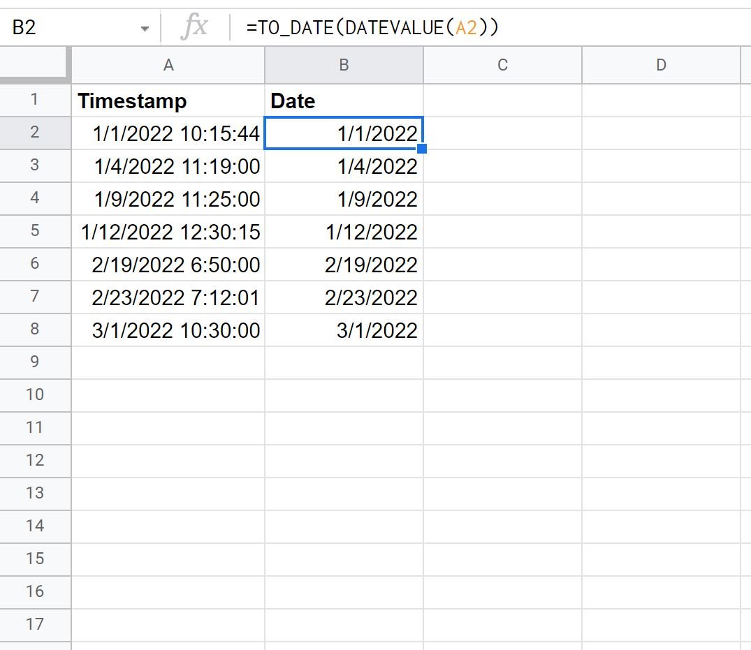 Google Sheets convert timestamp to date