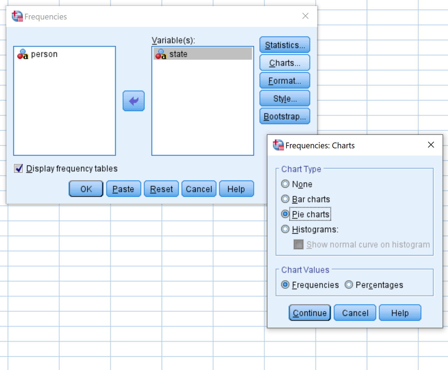 Pie chart in SPSS