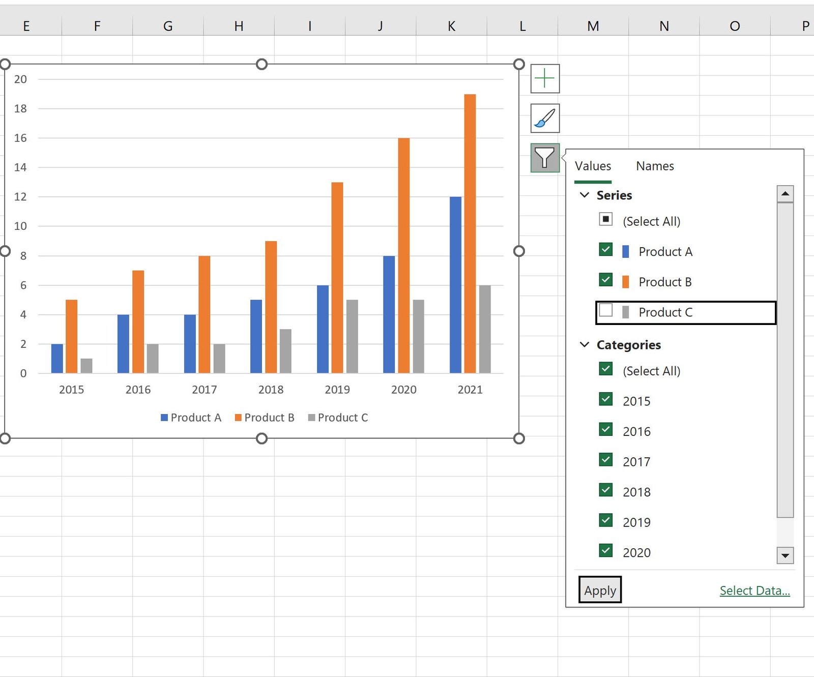 filter chart in Excel