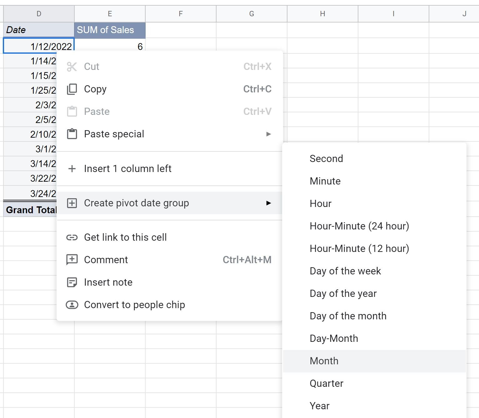 Google Sheets group data by month