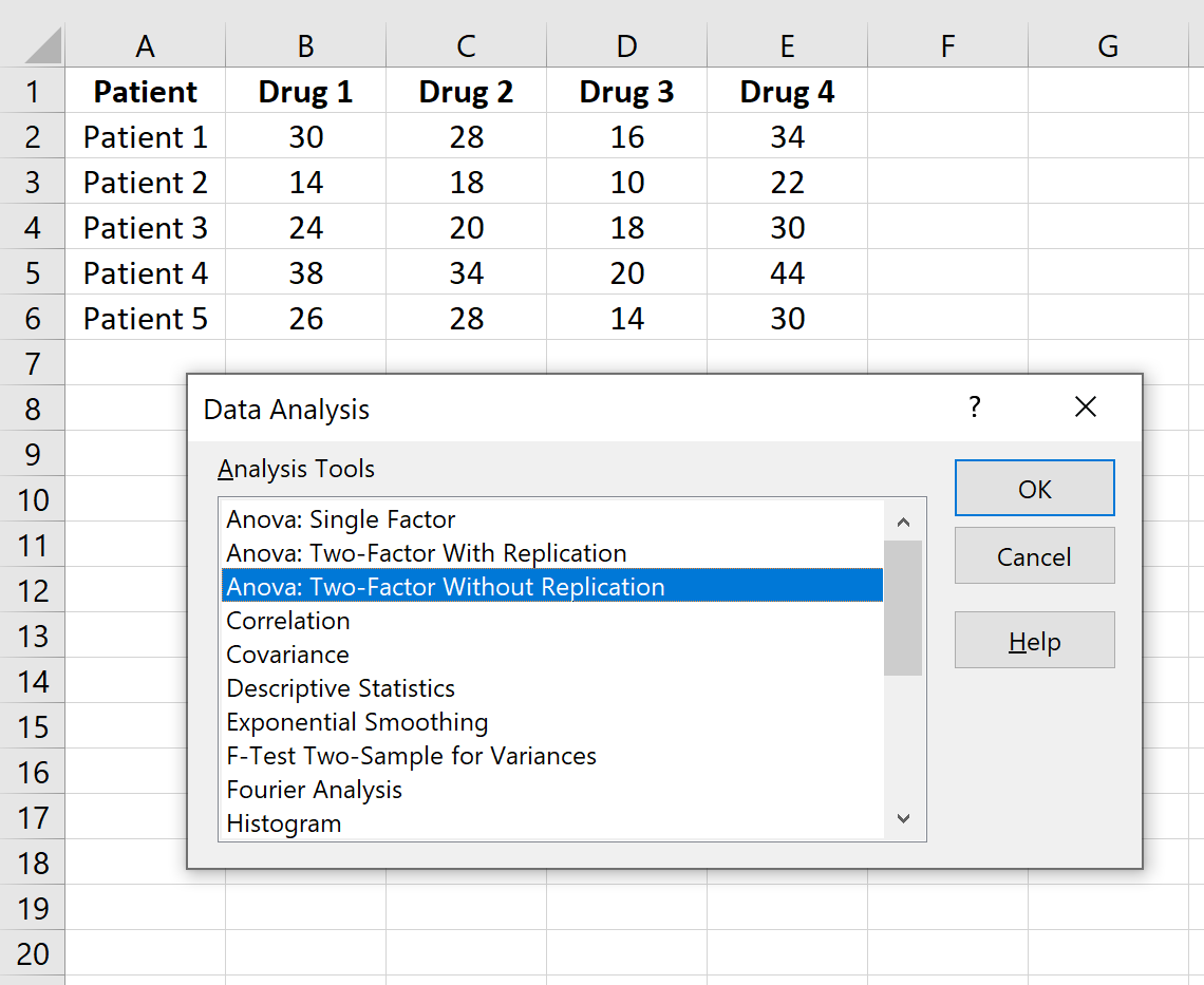 Repeated measures ANOVA in Excel