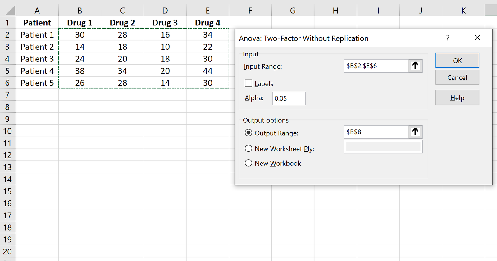 Repeated measures ANOVA in Excel