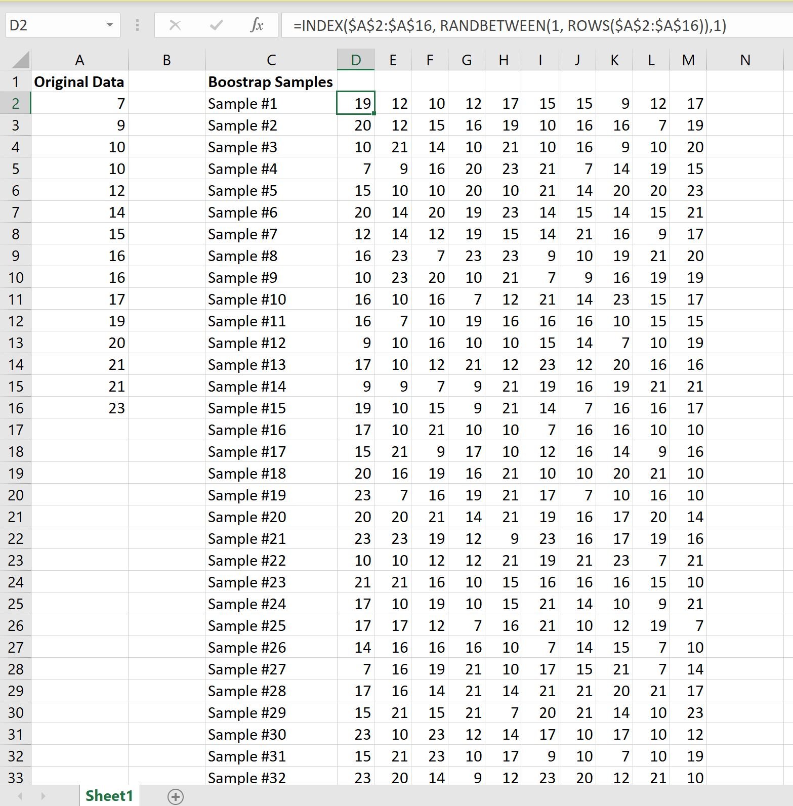 bootstrapping in Excel