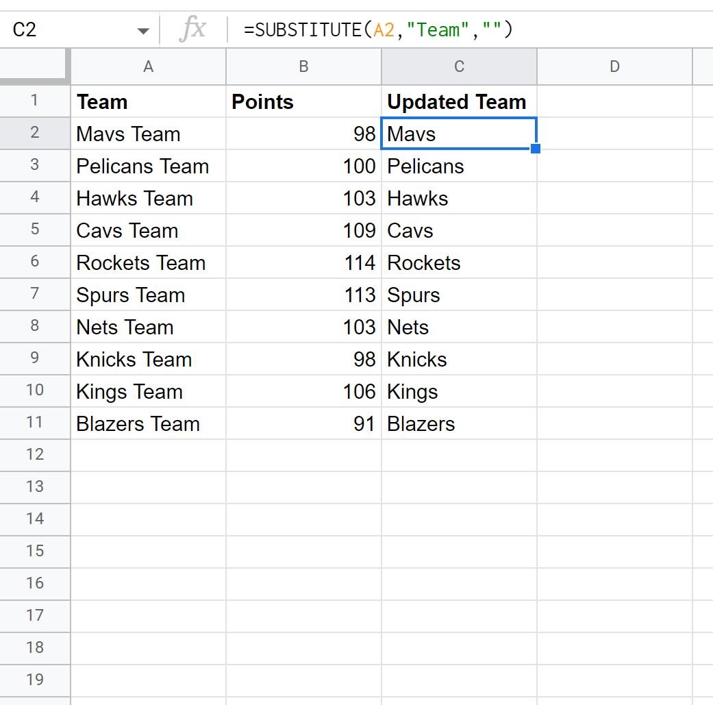 Google Sheets remove substring