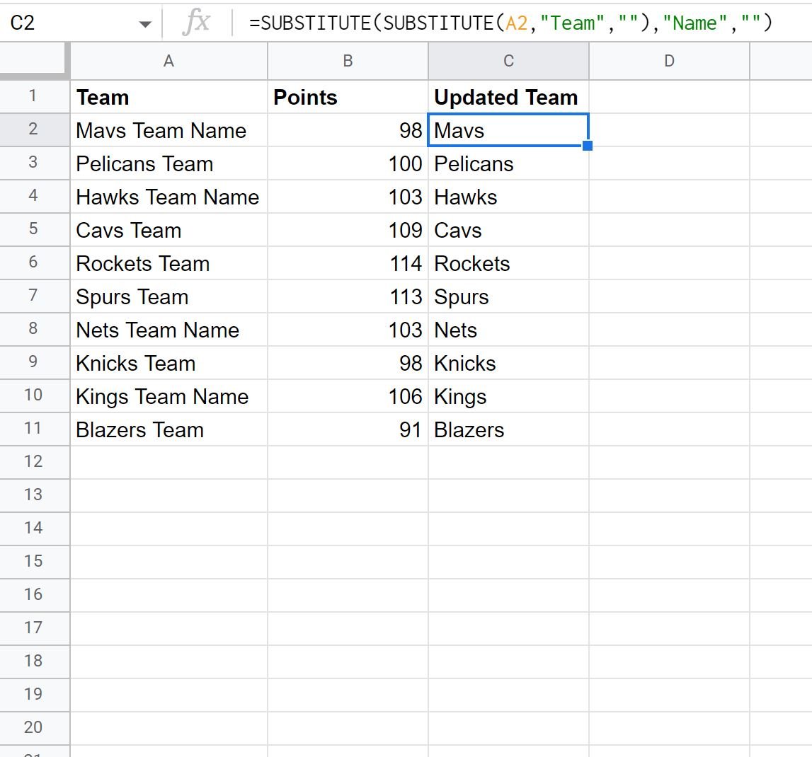 Google Sheets remove multiple substrings