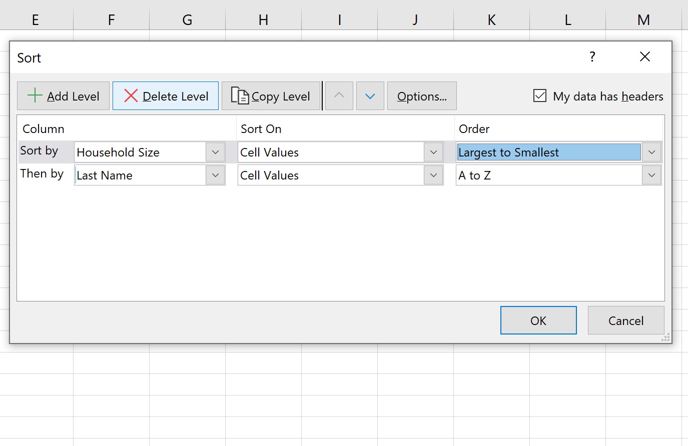 Sort by multiple columns in Excel