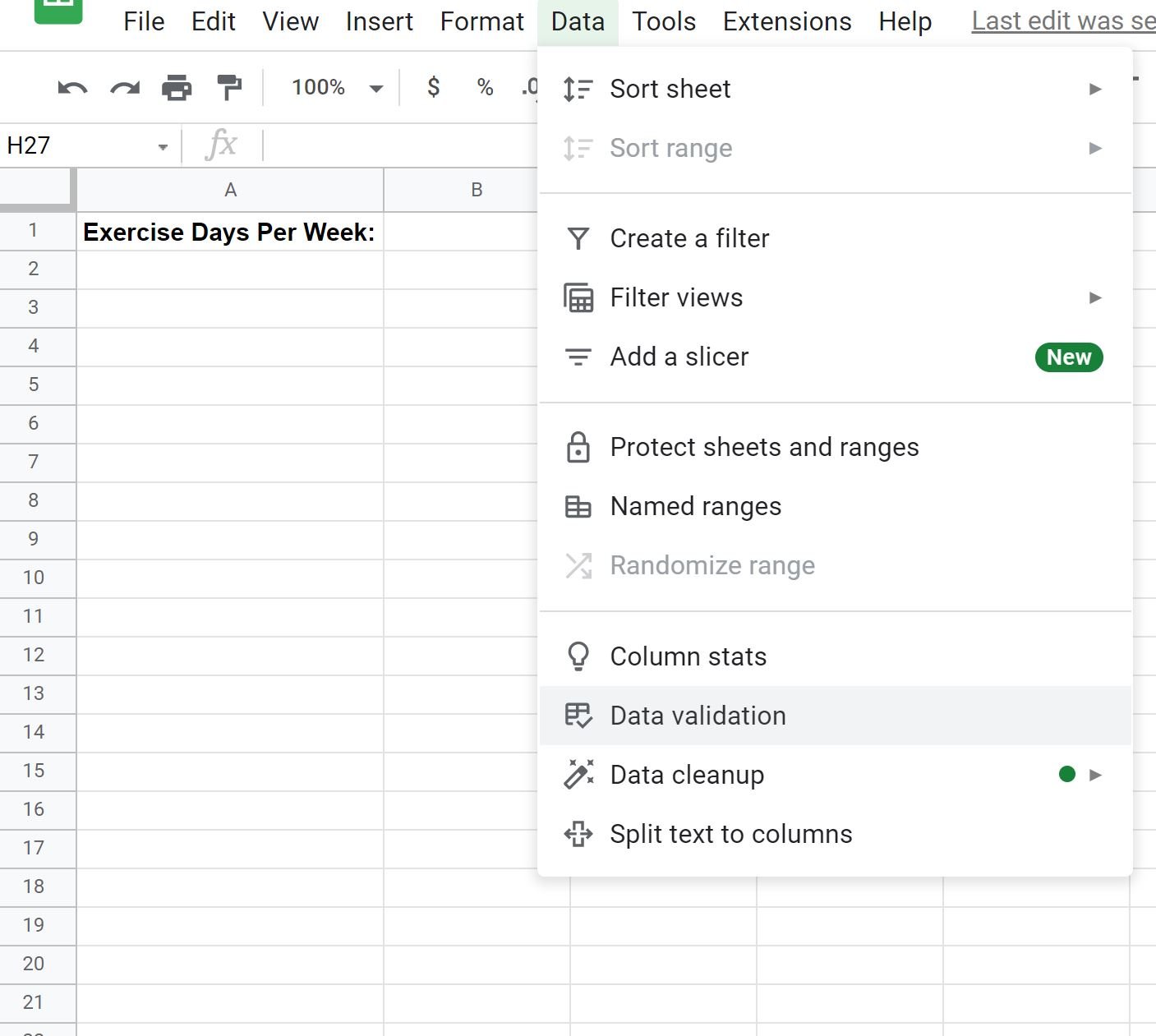 data validation in Google Sheets