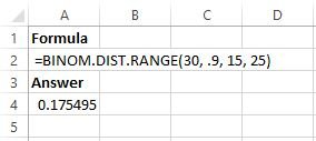 Binomial distribution in Excel