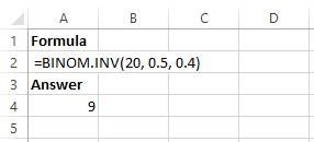 Binom.INV example in EXCEL