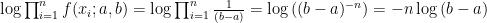 Log-likelihood function of uniform distribution